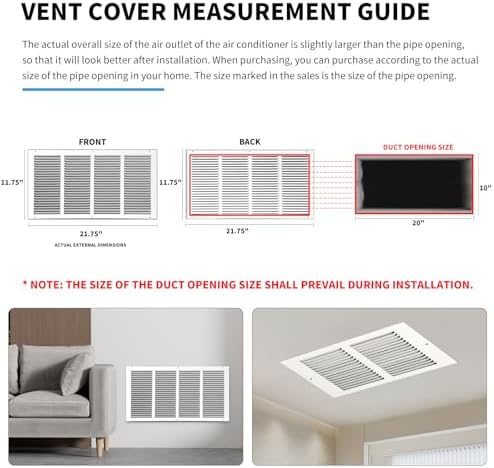20x10 Return Air Grille, Air Return Vent Cover, Flat Vent Cover, Rejillas De - Image 4