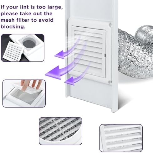Dryer Vent Window Kit with 4 inch Dryer Vent Duct Hose & Exhaust Vent Cover - Image 4