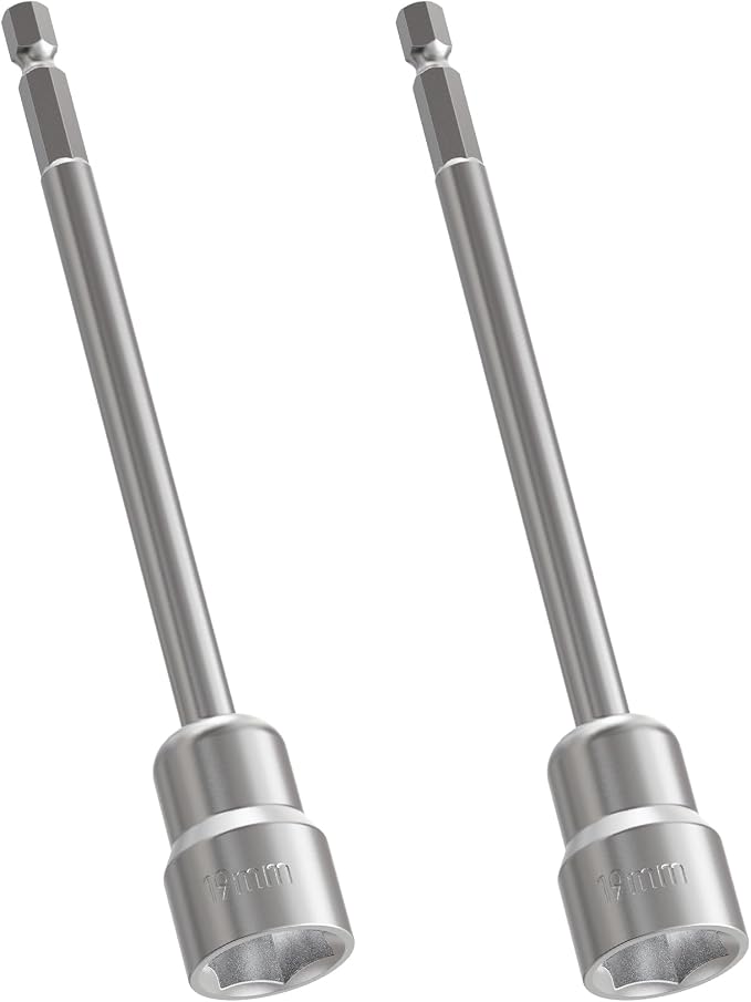 2pcs 19mm Nut Setter Driver Drill Bit, 100mm Length | Quick-Change, Impact Nut by FOCMKEAS