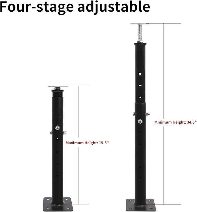 4-Pack House Floor Jacks, 19–35 Inch Adjustable Steel Posts, Suitable - Image 2