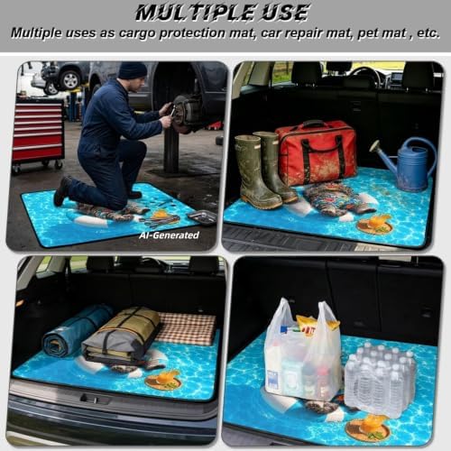 ELEQIN Trunk Mats for SUV Sedan Truck Pool Vacation Cat Print Car Cargo Liner - Image 3