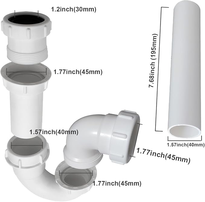 P Trap for Bathroom Sink Drain Pipe Kit 1-1/2" or 1-1/4" Sink Trap – - Image 3