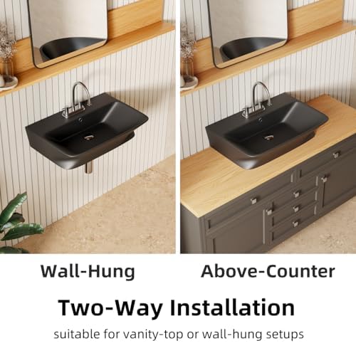 24''W x 17''D Matte Black Floating Sink - Image 3