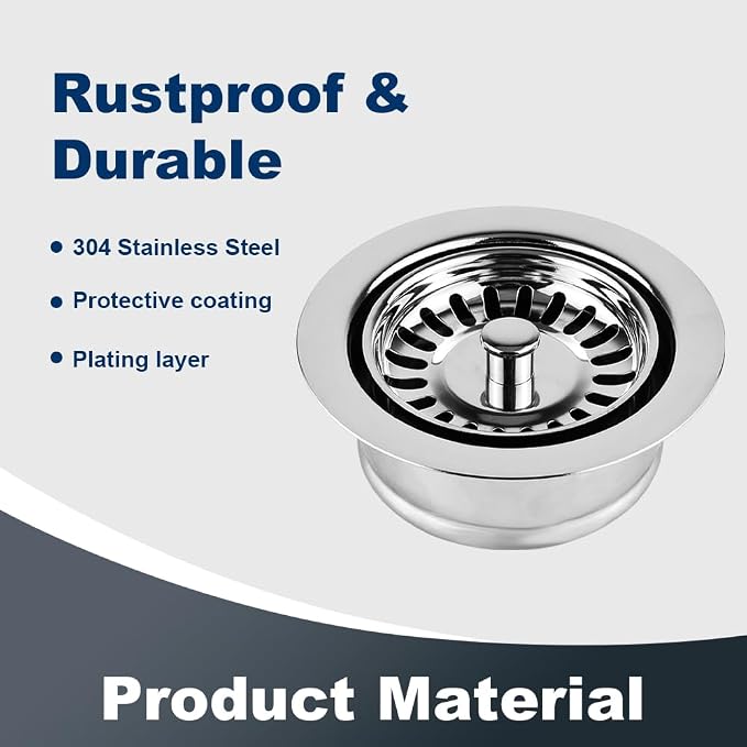ZM Garbage Disposal Strainer and Stopper Combo, 3.5" Sink Drain, SUS 304 Steel - Image 7