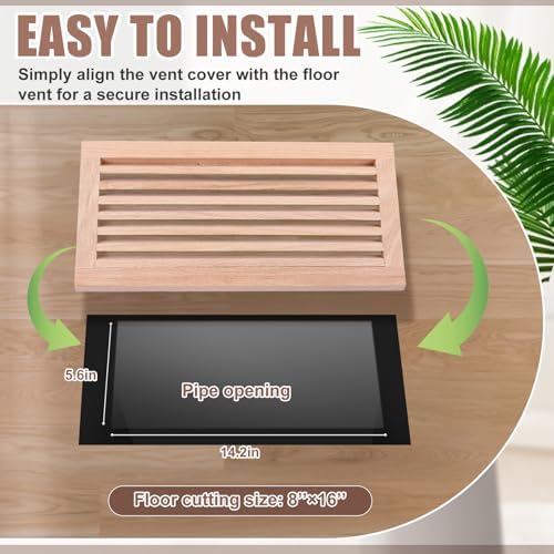 Weysat 1 Pcs 8 x 16 Inch Oak Hardwood Air Return Vent Cover Unfinished - Image 4