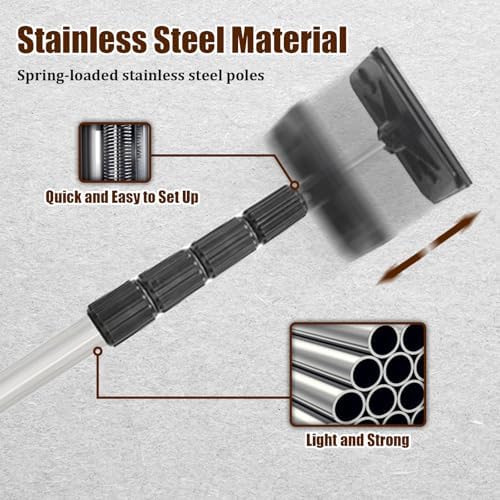 12FT Dust Barrier Poles 4 Pack, Stainless Steel Retractable Zipper Wall Poles - Image 4