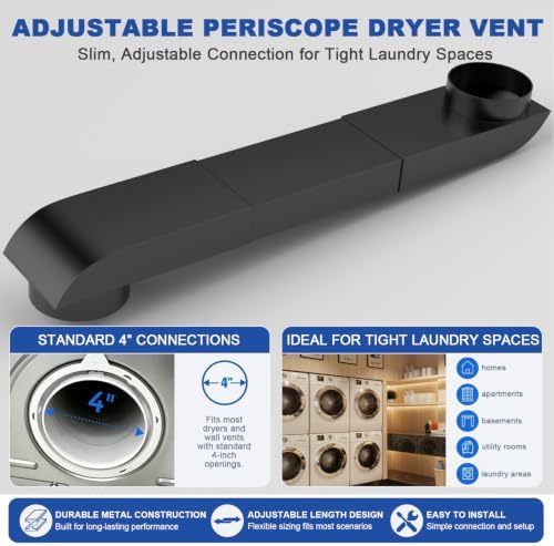 4" Periscope Dryer Vent, Upgraded 29-45" Slim Offset Adjustable Duct, Stainless - Image 5