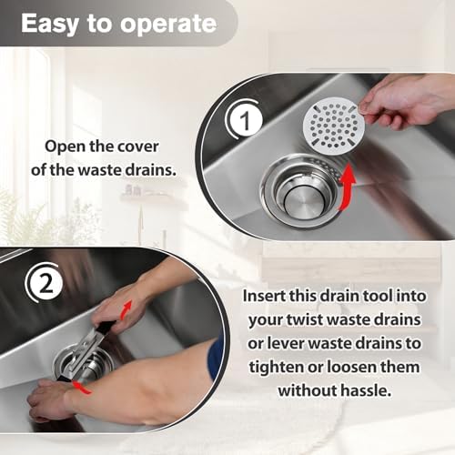 Waste Drain Tool for 3 Tier Sink in Commercial Kitchens, Fit Twist and Lever - Image 5