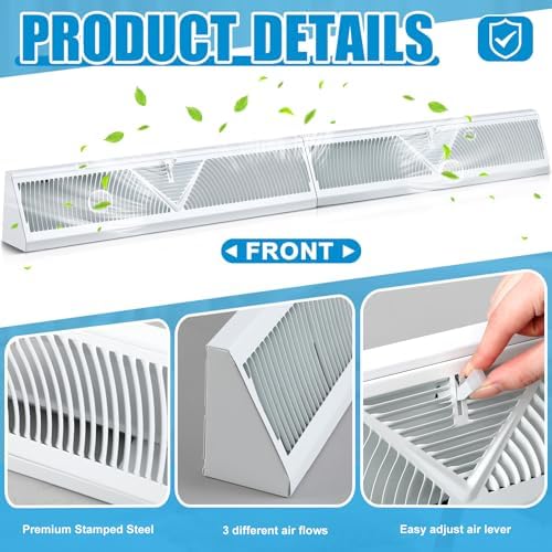 Yaocom 48 Inch Baseboard Register Vent 48" Duct Opening Size Vent Covers - Image 3