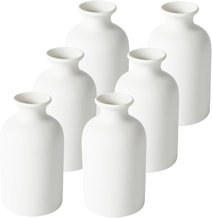 YANLING 6 Pcs White Vase Ceramic Vases by YANLING