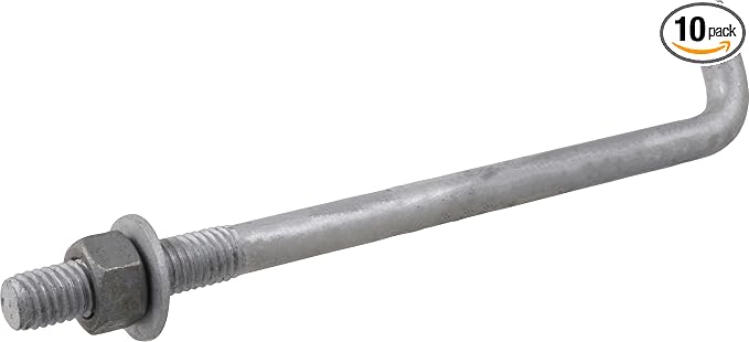 Hillman Anchor Bolts, 5/8in x 12in, 10 Pack, Hot-Dipped Galvanized | Carbon by Hillman