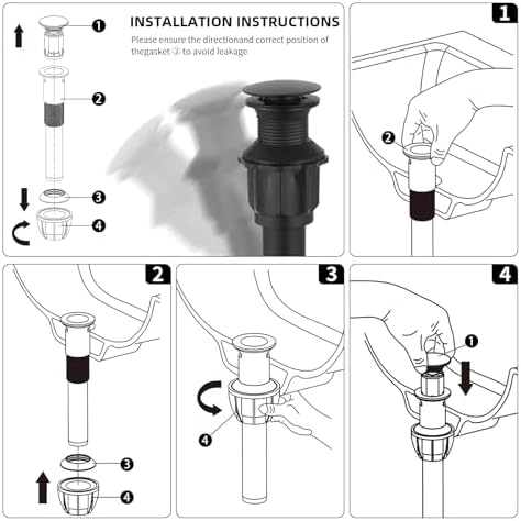 Pop Up Bathroom Sink Drain Without Overflow, Matte Black - Image 6