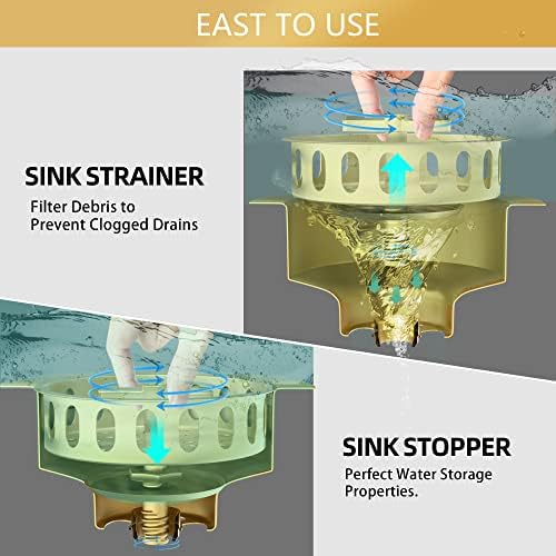 Gold Sink Drain Strainer 3-1/2 Inch Kitchen Sink Drain Assembly Kit - Image 4