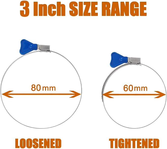 ISPINNER 2pcs 3 Inch Key-Type 304 Stainless Steel Worm Gear Hose Clamps - Image 5