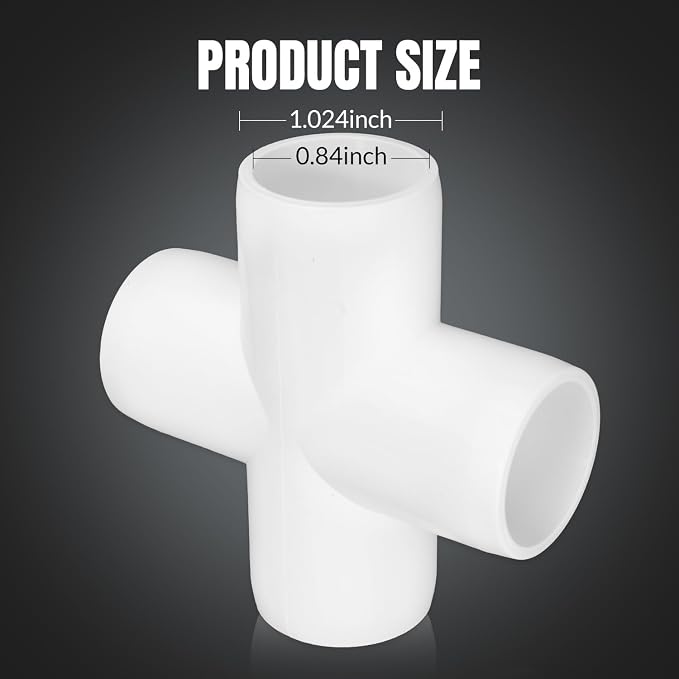 20 Pack 1/2" Cross PVC Fitting Connector, 4-Way Cross Furniture Grade Elbow - Image 2
