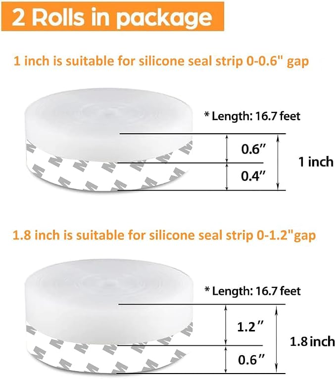 33.5 Ft Weather Stripping Door Seal Strip, Silicone Tape - Image 2