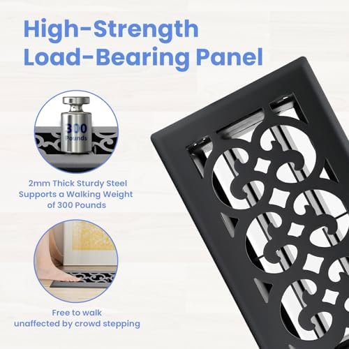 Howeall 4x8 Inches 2 Pack Heavy Duty Walkable Floor Register Easy Adjust Air - Image 2
