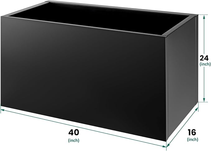 40"x16"x24" Steel Planter Box, Metal Large Rectangular Planter | Long Planter - Image 2