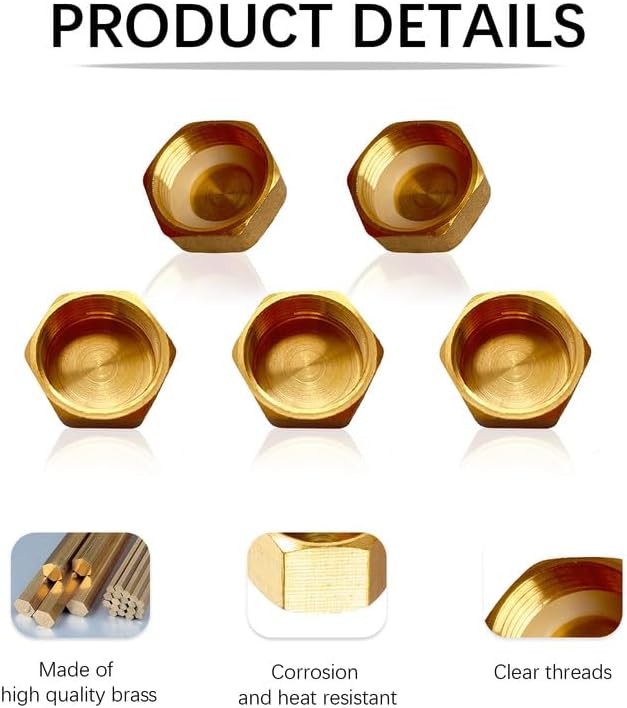 1/2" Brass Pipe Cap Hex Female End Caps Plug Plumbing Fitting - Image 5