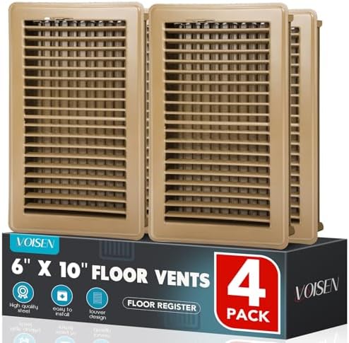VOISEN Floor Register 6x10, 4 Pack Brown Floor Vent Covers by VOISEN