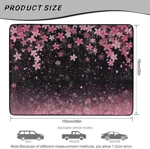 Black Cherry Blossom Print Work Trunk Mat Heavy Duty Foldable Cargo Liner - Image 7