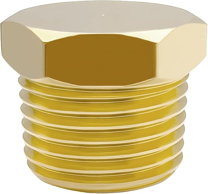 Hooshing 6PCS Brass Pipe Fittings 1/2" NPT Male Outer Hex Head Pipe Plug - Image 3