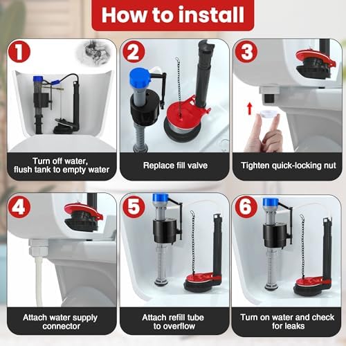 Saillong Universal Toilet Flusher Replacement Kit, Fill Valve, 2-Inch Flapper - Image 4