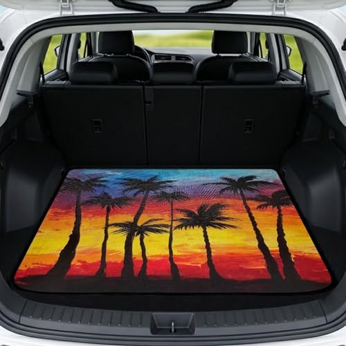Palm Sunset Trunk Mat 29"x39" by Mintulipy