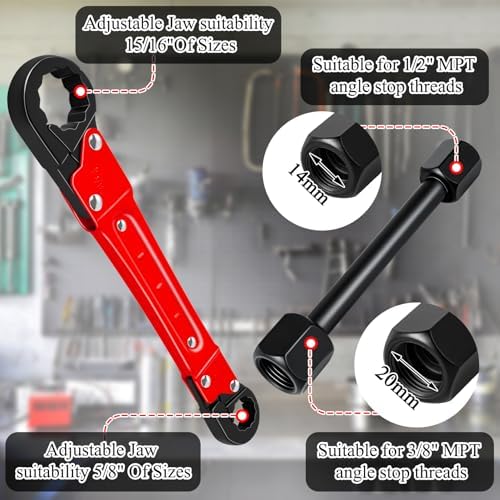 Ponpon Angle Stop Wrench Kit, Plumbing Tools, Angle-on Plumber Wrench - Image 3