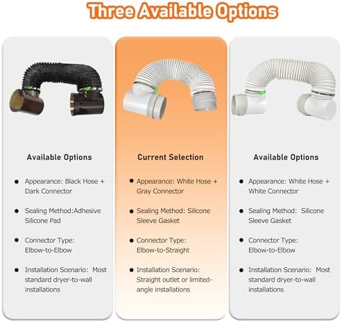 Dryer Vent Hose Connector Kit for Tight Spaces, 90° Elbow-to-Straight - Image 2