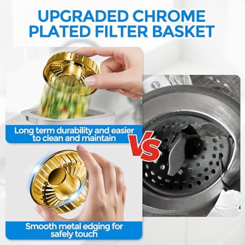 zaa 3 in 1 Kitchen Sink Drain Strainer Stopper Removable Basket Pop-Up - Image 7