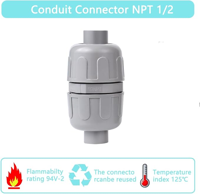 4 Pcs NPT 1/2 Inch Liquid Tight Connector Non-Metallic PVC Electrical Flexible - Image 4