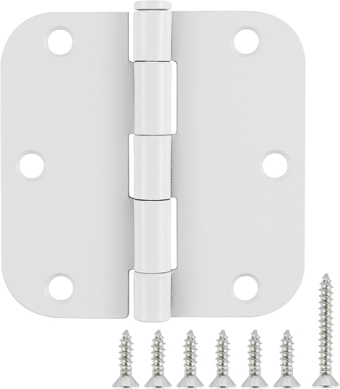 TDCHINGES 3 1/2" Matte White Door Hinges 3.5" 5/8" Radius Rounded 18 Pack | by TDCHINGES