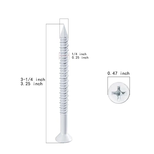 WenSilon 1/4" x3-1/4 White Concrete Screw Anchor White Flat Head - Image 2