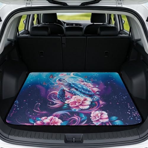 Pink Flower Turtle Universal Cargo Liner Gardening Trunk Mat Waterproof Cargo by Darisoco