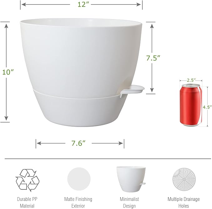 UOUZ 12inch Self Watering Pots, Plastic Planters - Image 2