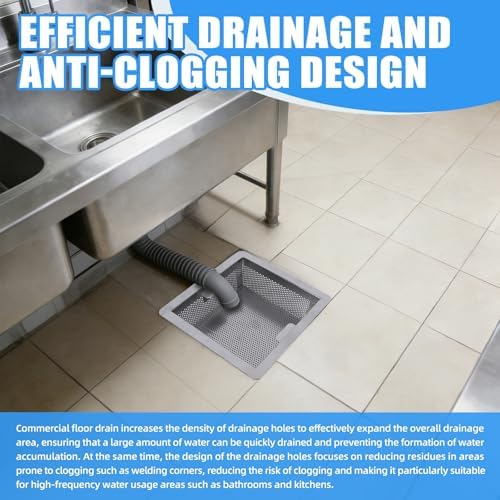 8.5x8.5x3 Inch Stainless Steel Commercial Floor Drain Strainer Bar Buffet - Image 5