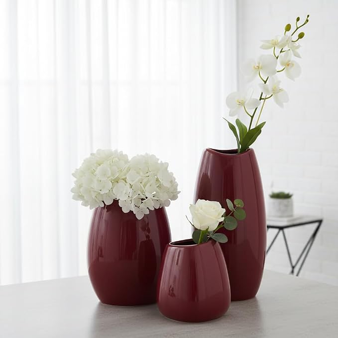 hjn Ceramic Vase Set of 3 Red Flower Vase - Image 5