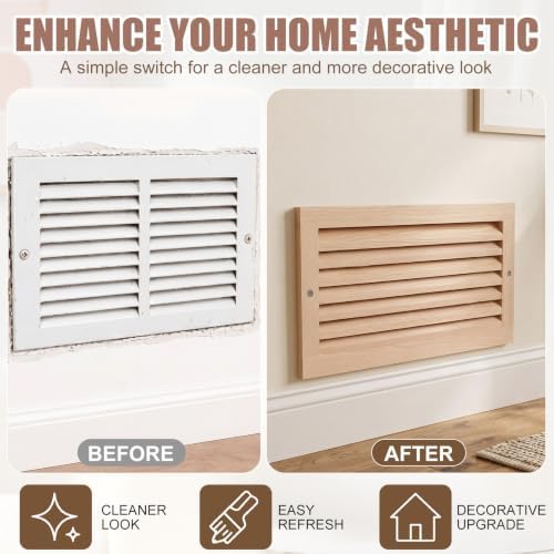 Weysat 1 Pcs 8 x 12 Inch Oak Hardwood Air Return Vent Cover - Image 4