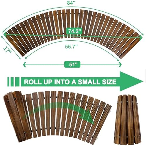 RELIANCER 6' Wooden Garden Pathway, Outdoor Roll Out Cedar Curved Walkway - Image 2