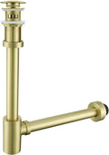 Brass Round Bottle P-Trap with Pop Up Drain Stopper with Overflow, 1 1/4 by SEABEFORE
