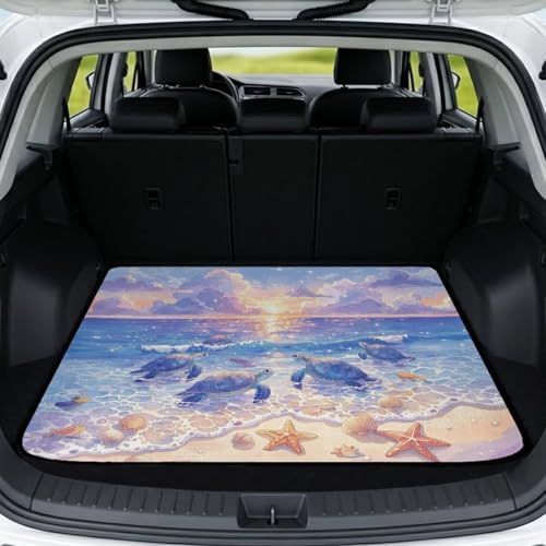 Dreamy Beach Turtle All Purpose Trunk Mat 29"x39" by Darisoco