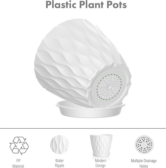 Meowell 6 inch Flower Pots, 5 Pack Plant Pots - Image 4