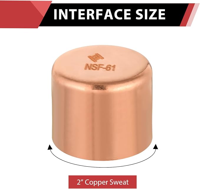 1 Piece EFIELD 2-inch Solder Copper Pipe End Cap | Copper Plumbing Fittings - Image 2