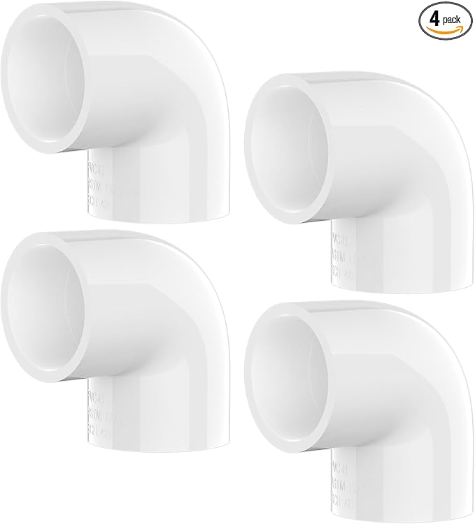 4-Pack 1 Inch PVC Fittings 90 Degree Elbow, Furniture Build Grade SCH40 White by Unknown