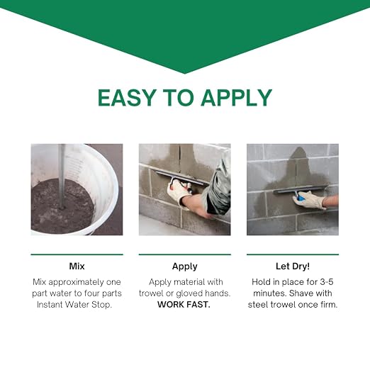 Instant Water Stop Hydraulic Cement Leak Stopper, 10 Pounds | Water Stop Cement - Image 3
