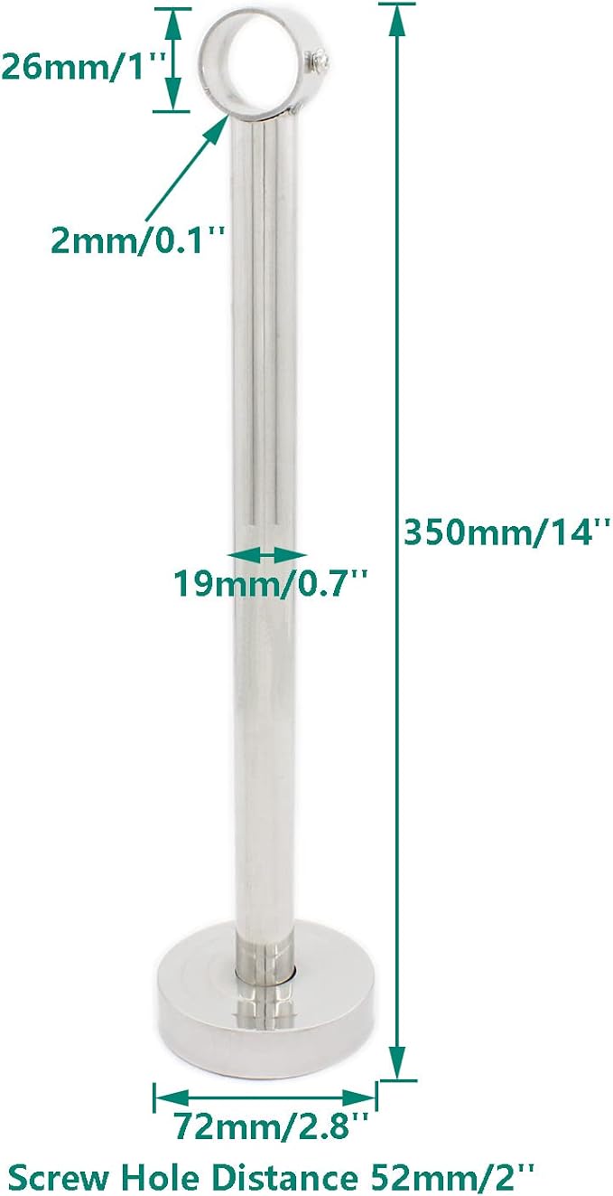 2 Pack Ceiling Mount Bracket, Stainless Steel Wardrobe Pipe Bracket Rod Holder - Image 2