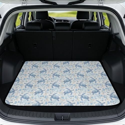 Blue Sea Turtle Universal Car Trunk Mat, Waterproof Cargo Liner by Mintulipy
