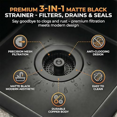 Kitchen Sink Stopper, 3 in 1 Pop Up Kitchen Sink Drain Strainer, - Image 3