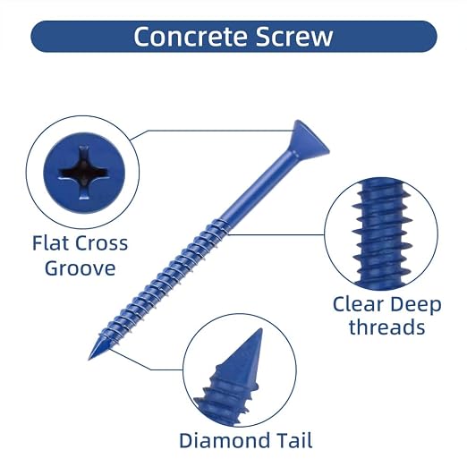 60Pcs 1/4" x 3-1/4” Concrete Screws - Image 3